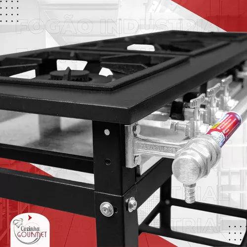 Fogão Industrial A Gás 2 Bocas Alta Pressão Linha Premium 30x30 Profissional Paneleiro Reforçado Marca Cozinha Gourmet + Brinde