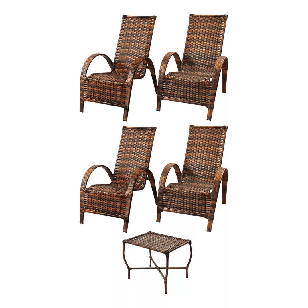 Kit 4 Cadeiras + 1 Mesa Junco Poltrona Paris Varanda Premium