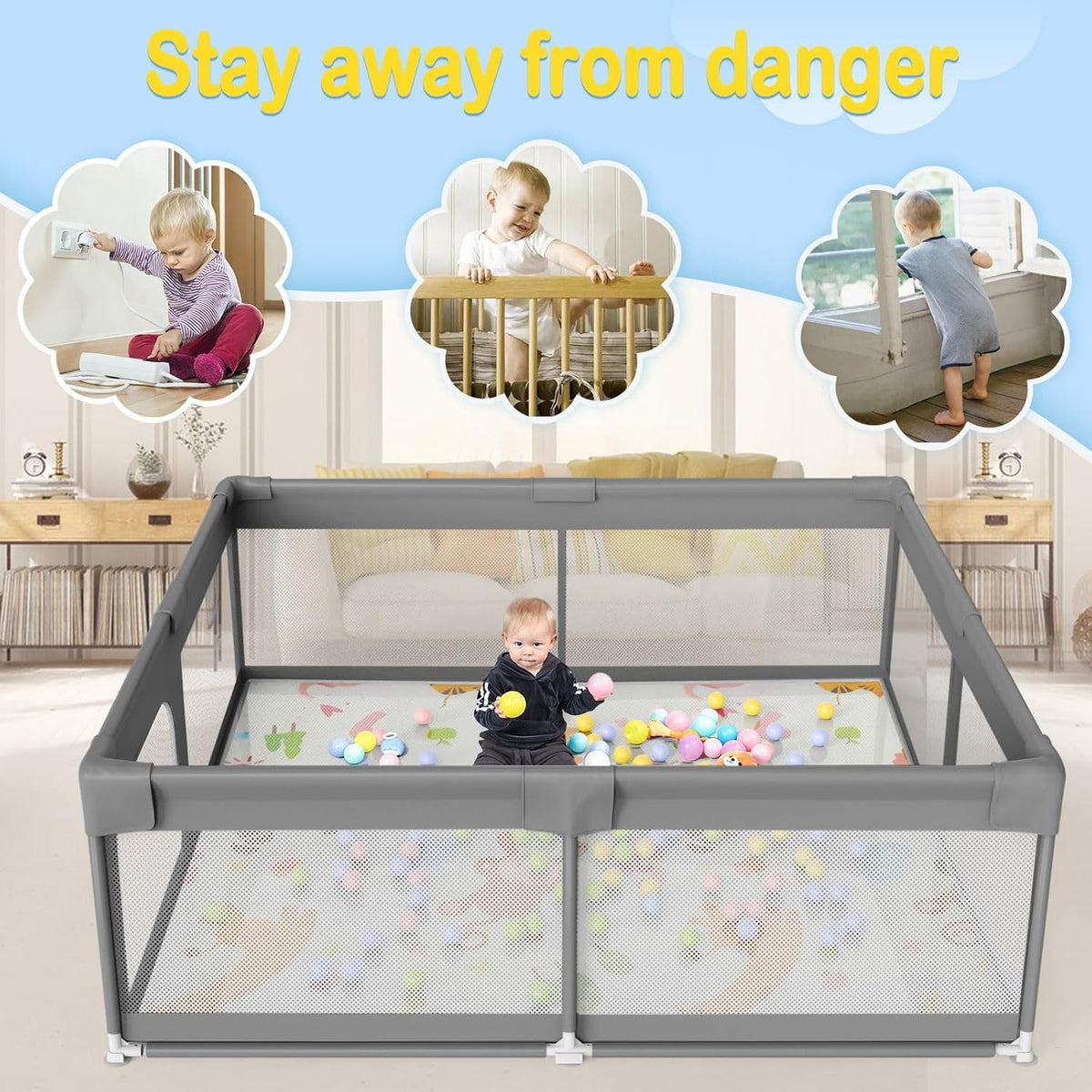 Palopalo Playpen Portátil com Almofada Integrada 180x150