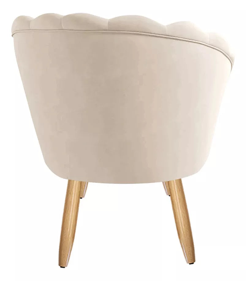Poltrona Decorativa Pétala Veludo Pés Palito Desenho Do Tecido
