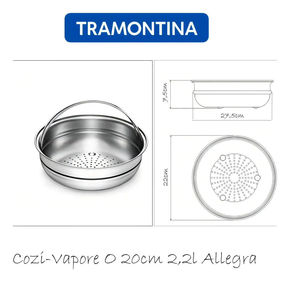 Conjunto De Panelas Tramontina Fogão De Indução Allegra 5 Pç Cor Aço inoxidável