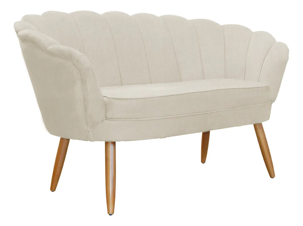 Poltrona Pétala Namoradeira Suede Pés De Madeira Ds Estofado
