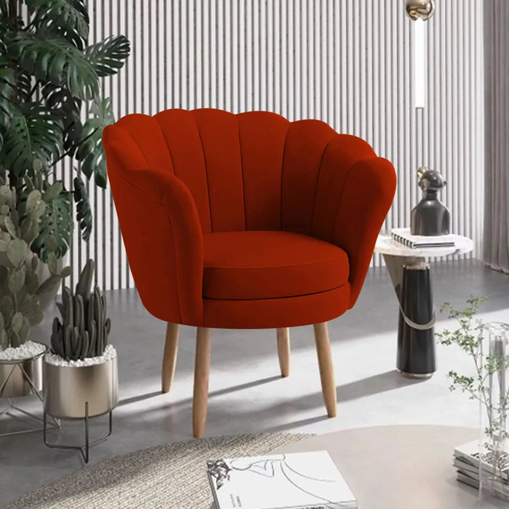 Poltrona Decorativa Pétala Veludo Pés Palito Desenho Do Tecido