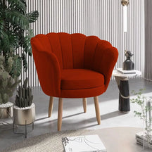 Poltrona Decorativa Pétala Veludo Pés Palito Desenho Do Tecido