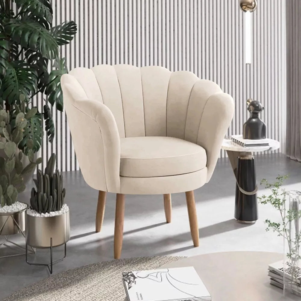 Poltrona Decorativa Pétala Veludo Pés Palito Desenho Do Tecido