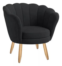Poltrona Decorativa Pétala Veludo Pés Palito Desenho Do Tecido