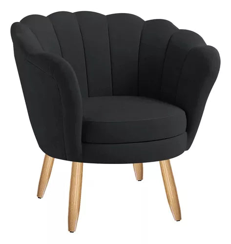 Poltrona Decorativa Pétala Veludo Pés Palito Desenho Do Tecido