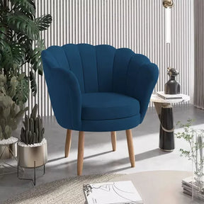Poltrona Decorativa Pétala Veludo Pés Palito Desenho Do Tecido