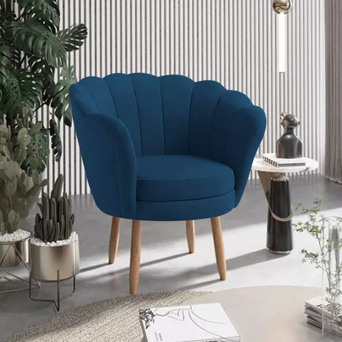Poltrona Decorativa Pétala Veludo Pés Palito Desenho Do Tecido