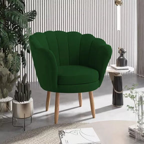 Poltrona Decorativa Pétala Veludo Pés Palito Desenho Do Tecido