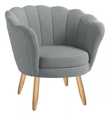 Poltrona Decorativa Pétala Veludo Pés Palito Desenho Do Tecido