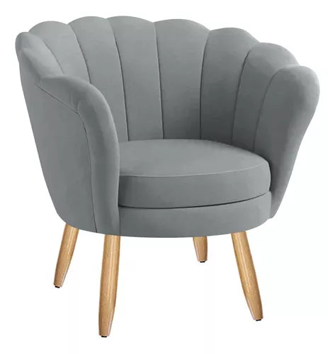 Poltrona Decorativa Pétala Veludo Pés Palito Desenho Do Tecido