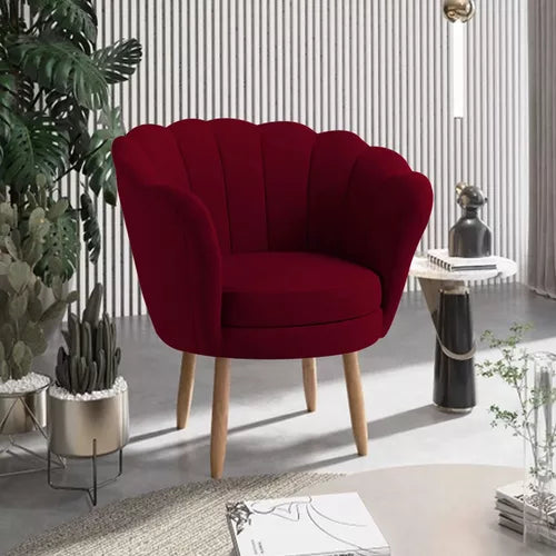 Poltrona Decorativa Pétala Veludo Pés Palito Desenho Do Tecido