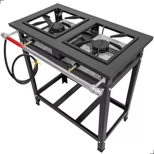 Fogão Industrial A Gás 2 Bocas Alta Pressão Linha Premium 30x30 Profissional Paneleiro Reforçado Marca Cozinha Gourmet + Brinde