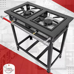 Fogão Industrial A Gás 2 Bocas Alta Pressão Linha Premium 30x30 Profissional Paneleiro Reforçado Marca Cozinha Gourmet + Brinde