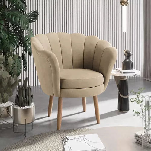 Poltrona Decorativa Pétala Veludo Pés Palito Desenho Do Tecido