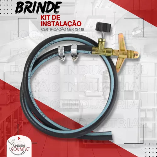 Fogão Industrial A Gás 2 Bocas Alta Pressão Linha Premium 30x30 Profissional Paneleiro Reforçado Marca Cozinha Gourmet + Brinde