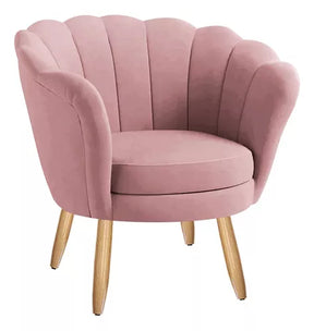 Poltrona Decorativa Pétala Veludo Pés Palito Desenho Do Tecido