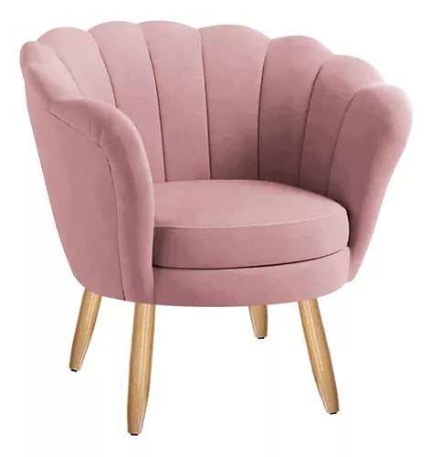 Poltrona Decorativa Pétala Veludo Pés Palito Desenho Do Tecido
