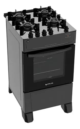 Fogão 4 Bocas À Gás Atlas Mônaco Top Glass Preto Bivolt 110/220V