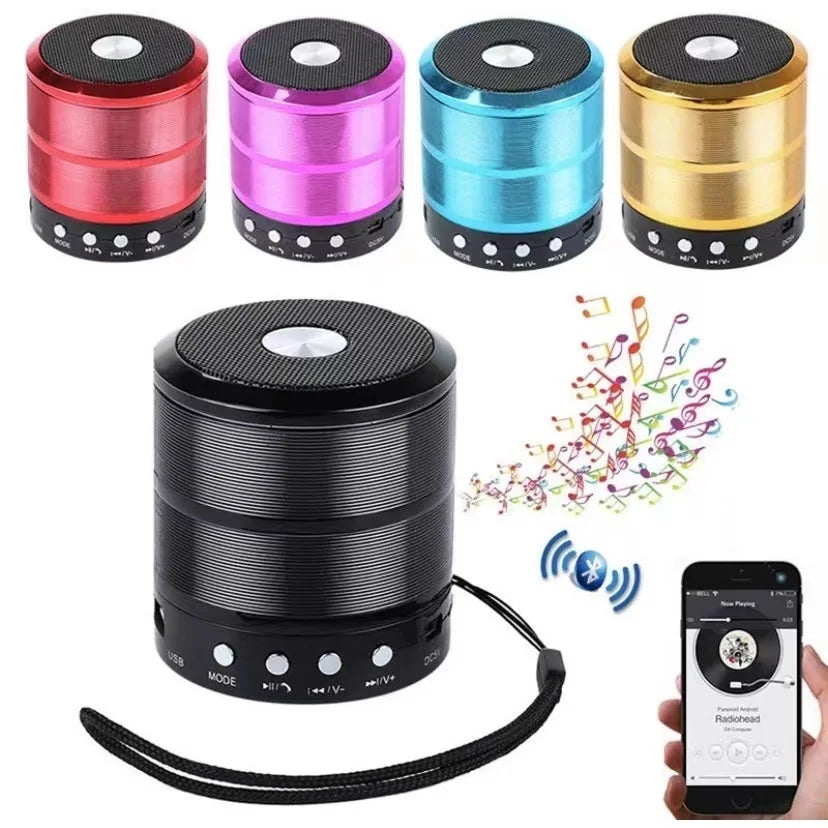 Mini Caixinha de Som Bluetooth Portátil WS-887 com Entrada USB, MP3, P2, SD e Rádio FM