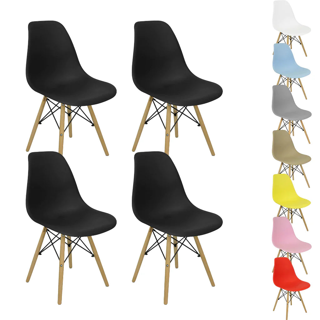 Kit 4 Cadeiras Charles Eames Eiffel Wood Design Varias Cores